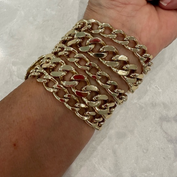 Bracelet Designer Gold Plated - Alligator Clasp with Natural Stones. Some wear. - Picture 4 of 9